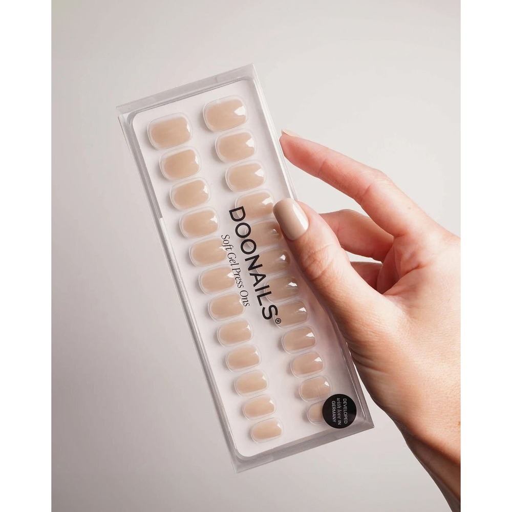 Doonails Soft Gel Press Ons Toffee Extra Short Square 30ct Nude Fake Nails Kit